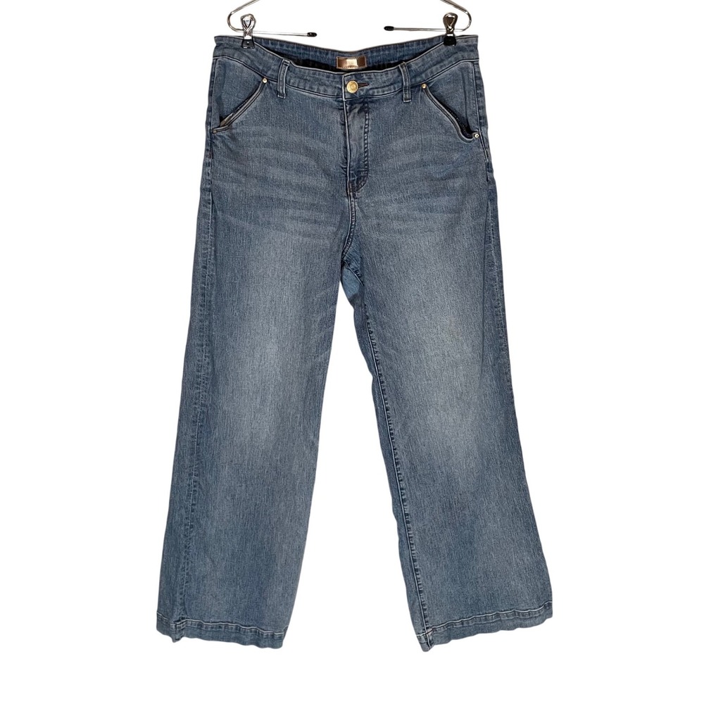 Kut from the Kloth Wide Leg Jeans Blue Medium Wash High Rise Womens Size 14 Y2K